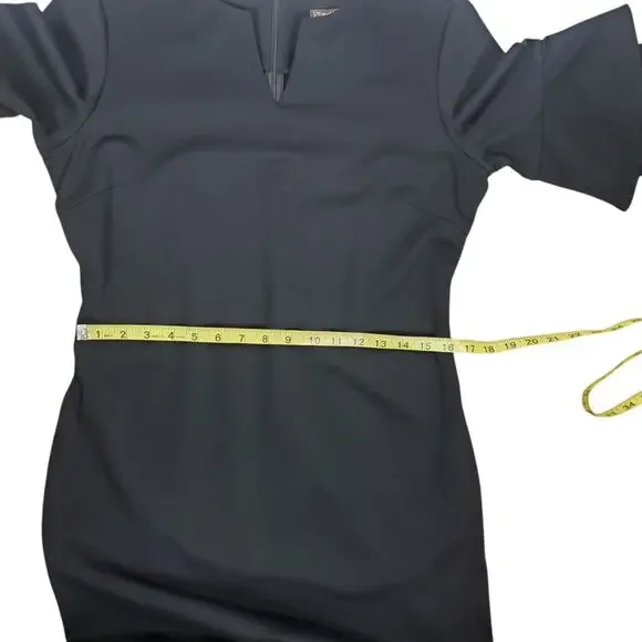 J McLaughlin Letty Dress Sz M Black Tiered Bell Sleeve Bainbridge Cloth Stretch - Picture 12 of 14